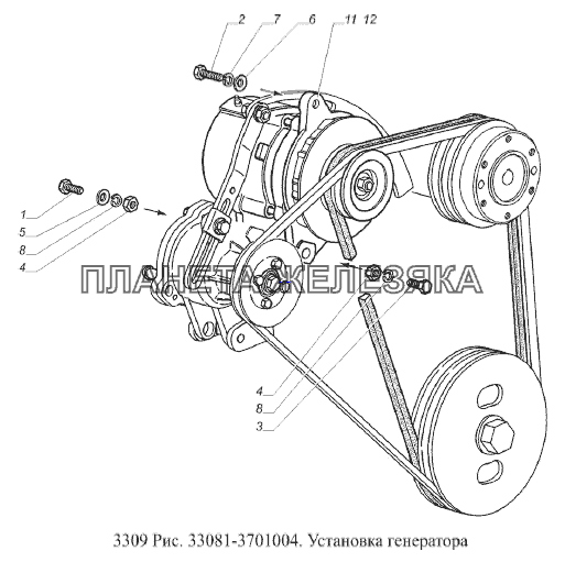 Установка генератора ГАЗ-3309 (Евро 2)